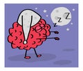 The brain is sleepwalking. Cartoon. Vector.